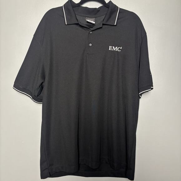Nike EMC2 Men’s XL Golf Shirt Black Gift Nerd Dad Collar Polo Science Physics - Picture 1 of 7